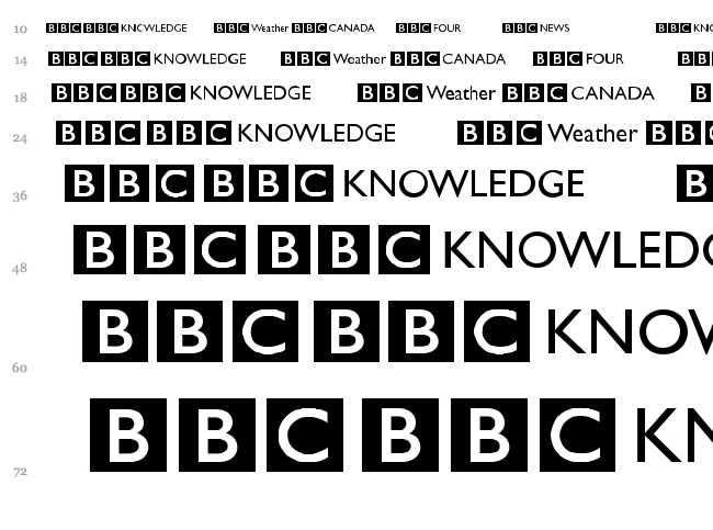 BBC logos font waterfall